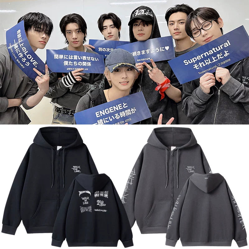 ENHYPEN 2025 World Tour WALK THE LINE Japan Zippered Hoodie (Fan ENHYPEN 2025 World Tour WALK THE LINE Japan Zippered Hoodie (Fan