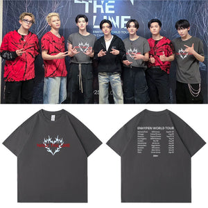 ENHYPEN 2025 World Tour WALK THE LINE Burning Heart T-shirt (Fan-made)