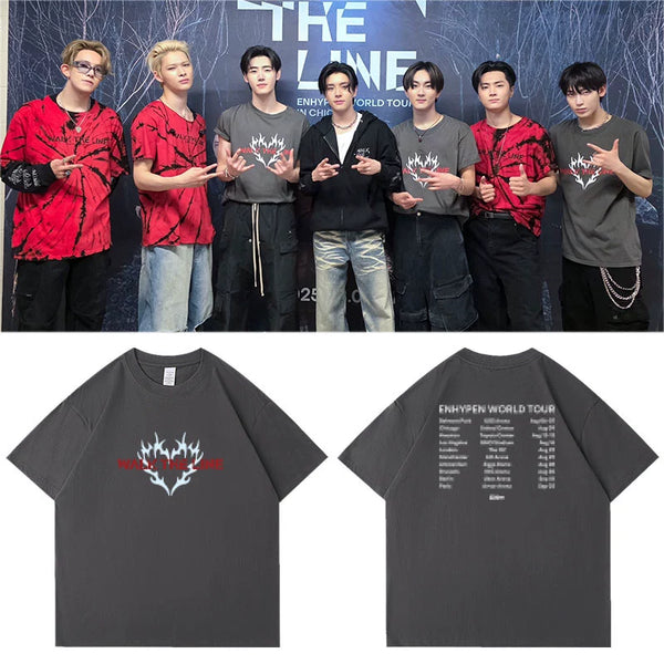ENHYPEN 2025 World Tour WALK THE LINE Burning Heart T-shirt (Fan ENHYPEN 2025 World Tour WALK THE LINE Burning Heart T-shirt (Fan