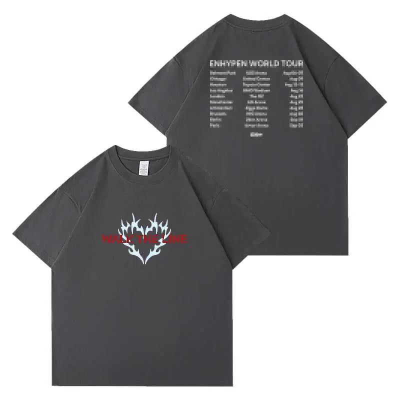ENHYPEN 2025 World Tour WALK THE LINE Burning Heart T-shirt (Fan-made)