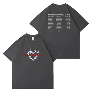 ENHYPEN 2025 World Tour WALK THE LINE Burning Heart T-shirt (Fan-made)